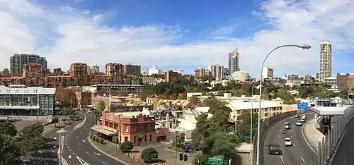 Vue panoramique du quartier de Woolloomooloo, Sydney.