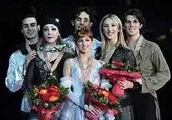 Sur le podium des Championnats d'Europe 2009 à Helsinki avec Jana Khokhlova & Sergey Novitski et Federica Faiella et Massimo Scali