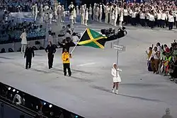 Photographie de l'entrée de la délégation jamaïcaine lors de la cérémonie d'ouverture.