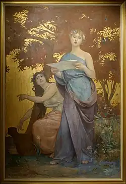 La Musique, 1880, 253&nbsp;×&nbsp;172&nbsp;cm, huile sur toile et fond d'or, musée des Beaux-Arts de Belfort. Photo : Thomas Bresson.