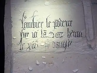 Texte de 1468, le plus ancien dans les carrières de tuffeau de la region