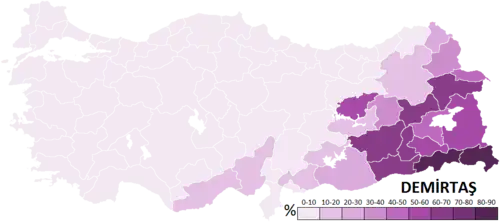Les résultats obtenus par Selahattin Demirtaş,par provinces.