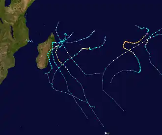 Trajectoire des cyclones.