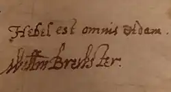signature de William Brewster (prédicateur)