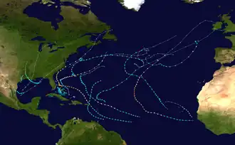 Trajectoires des cyclones tropicaux de 2019.