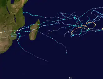 Trajectoire des cyclones.