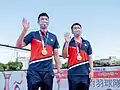 Wang Chi-lin et Lee Yang, médaillés d'or en badminton double.