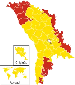 Parti arrivé en tête par raïon.