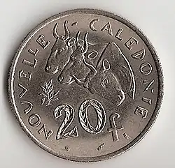 Pièce de 20 F CFP (Nouvelle-Calédonie).
