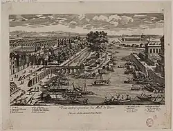 Le pont de Grammont sur une gravure de la fin du 17e siècle.