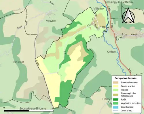 Carte en couleurs présentant l'occupation des sols.