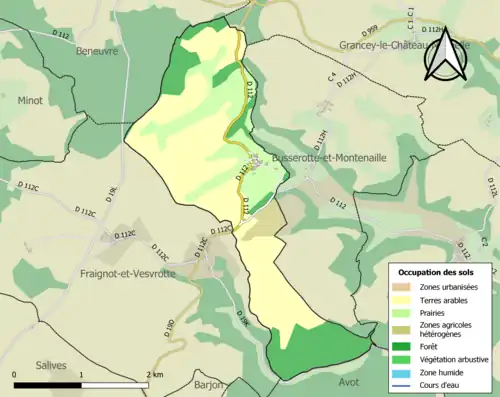 Carte en couleurs présentant l'occupation des sols.