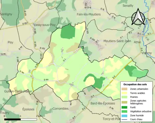 Carte en couleurs présentant l'occupation des sols.