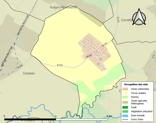 Carte en couleurs présentant l'occupation des sols.