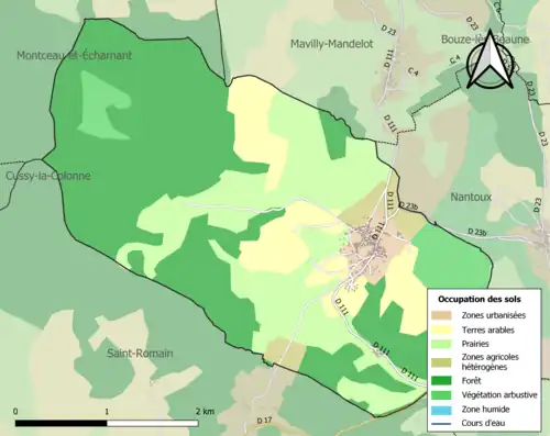 Carte en couleurs présentant l'occupation des sols.