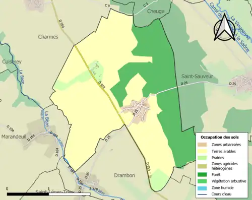 Carte en couleurs présentant l'occupation des sols.