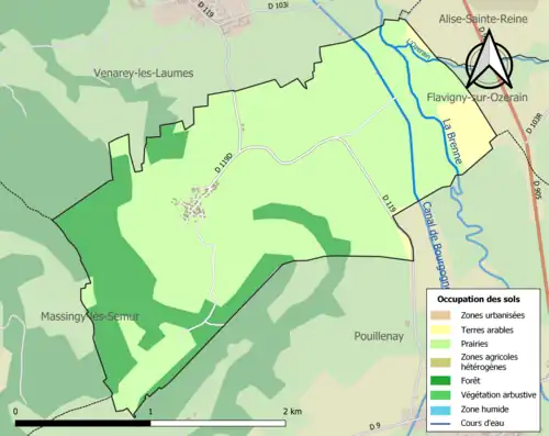 Carte en couleurs présentant l'occupation des sols.