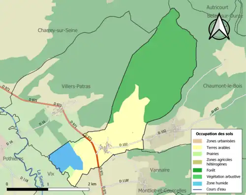 Carte en couleurs présentant l'occupation des sols.