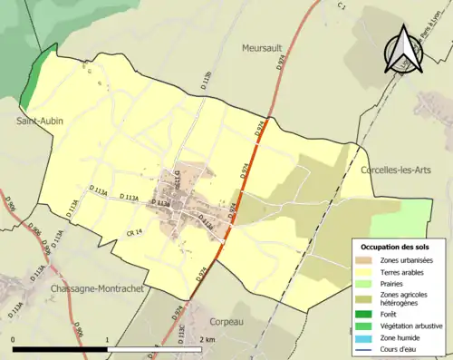 Carte en couleurs présentant l'occupation des sols.
