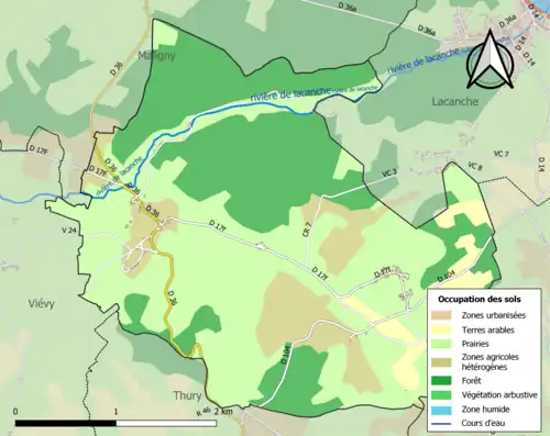 Carte en couleurs présentant l'occupation des sols.