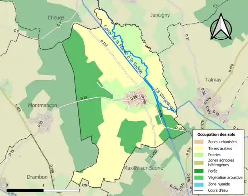 Carte en couleurs présentant l'occupation des sols.
