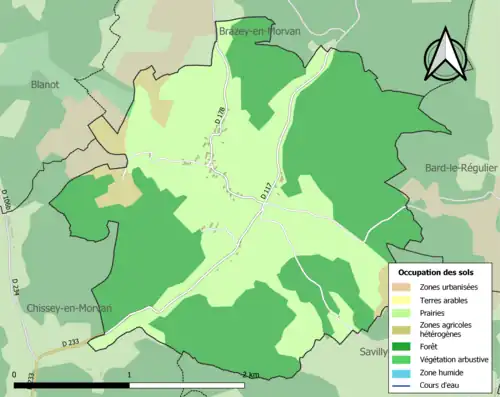 Carte en couleurs présentant l'occupation des sols.