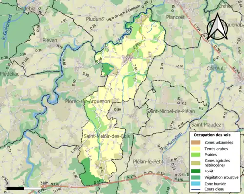 Carte en couleurs présentant l'occupation des sols.