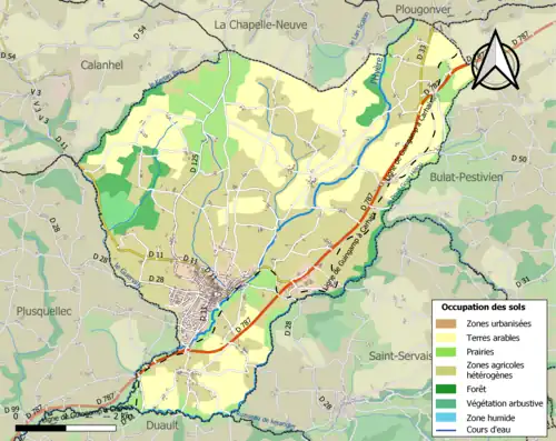 Carte en couleurs présentant l'occupation des sols.
