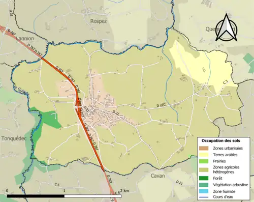 Carte en couleurs présentant l'occupation des sols.