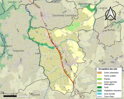 Carte en couleurs présentant l'occupation des sols.