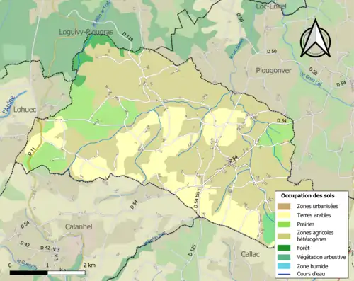 Carte en couleurs présentant l'occupation des sols.