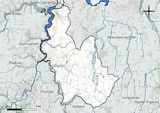 Carte du réseau hydrographique de la commune de Créhen.