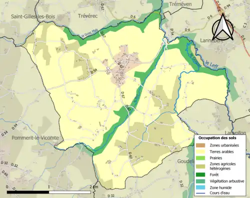 Carte en couleurs présentant l'occupation des sols.