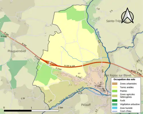 Carte en couleurs présentant l'occupation des sols.
