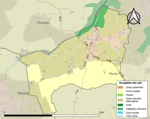 Carte en couleurs présentant l'occupation des sols.