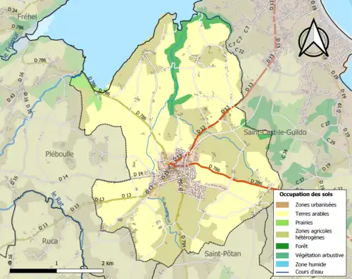 Carte en couleurs présentant l'occupation des sols.