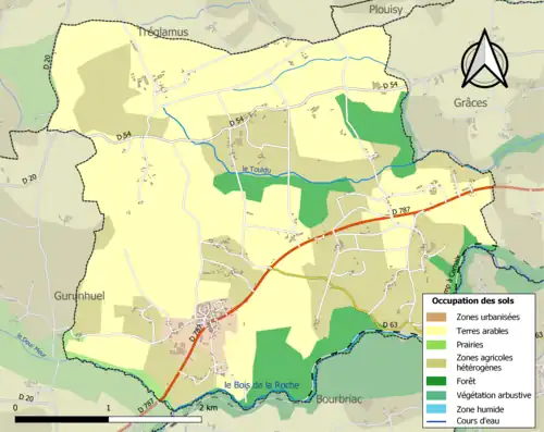 Carte en couleurs présentant l'occupation des sols.