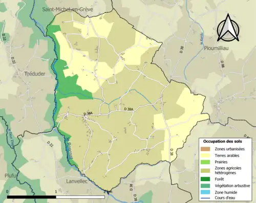 Carte en couleurs présentant l'occupation des sols.