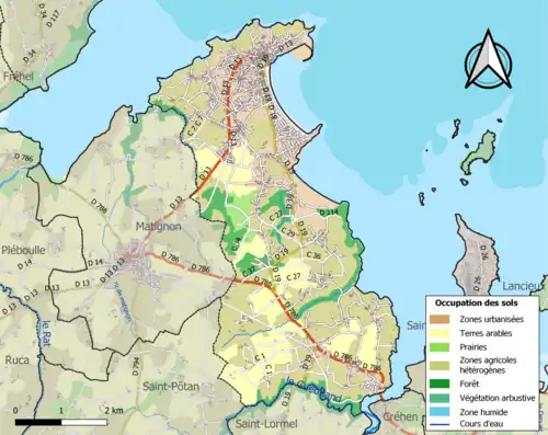Carte en couleurs présentant l'occupation des sols.
