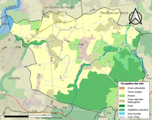 Carte en couleurs présentant l'occupation des sols.