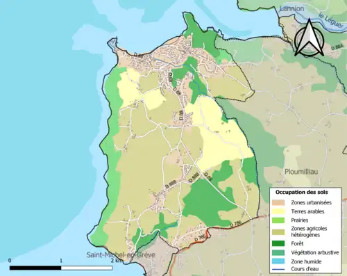 Carte en couleurs présentant l'occupation des sols.