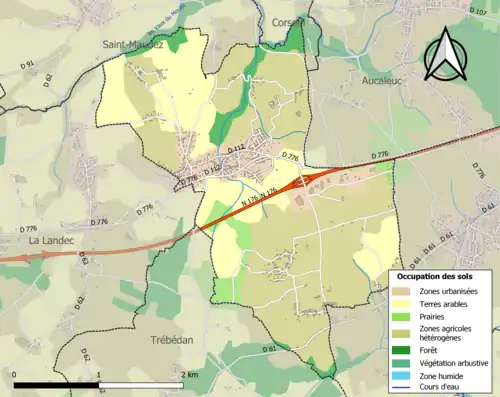 Carte en couleurs présentant l'occupation des sols.