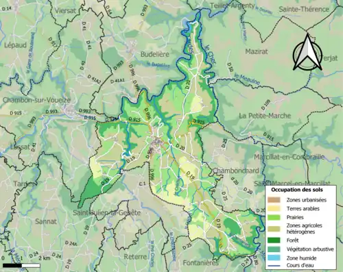 Carte en couleurs présentant l'occupation des sols.