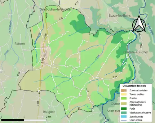 Carte en couleurs présentant l'occupation des sols.