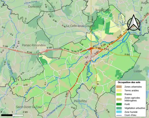 Carte en couleurs présentant l'occupation des sols.