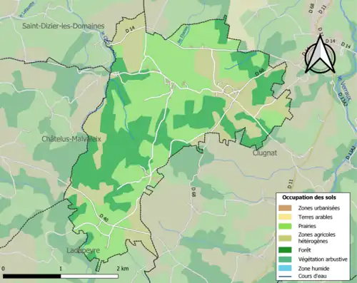 Carte en couleurs présentant l'occupation des sols.