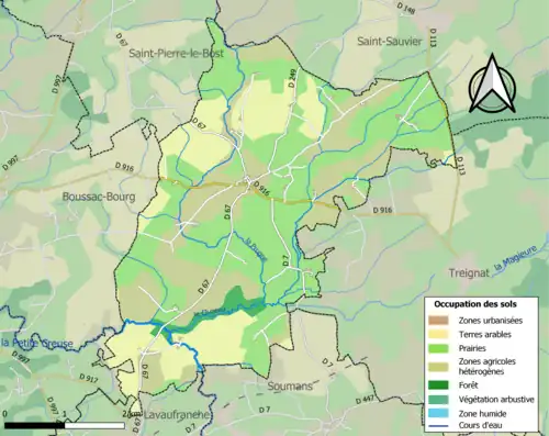 Carte en couleurs présentant l'occupation des sols.
