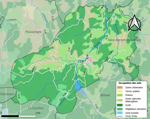 Carte en couleurs présentant l'occupation des sols.