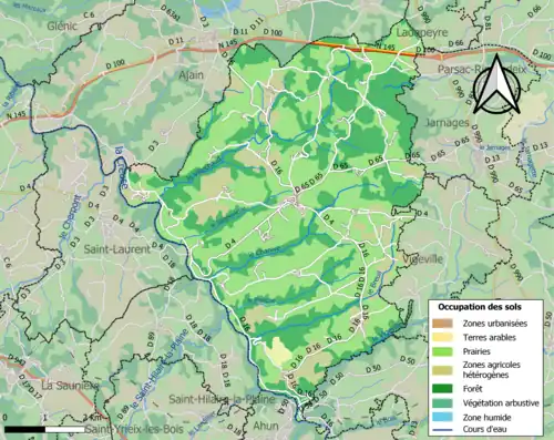 Carte en couleurs présentant l'occupation des sols.