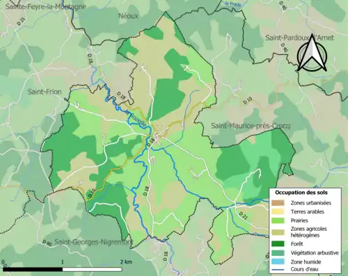 Carte en couleurs présentant l'occupation des sols.